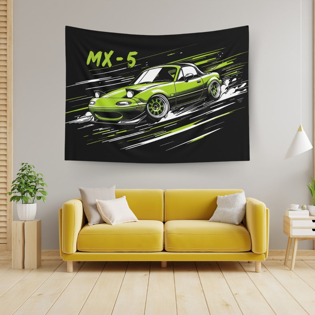 Mazda Miata MX5 Comic Wall Art Tapestry
