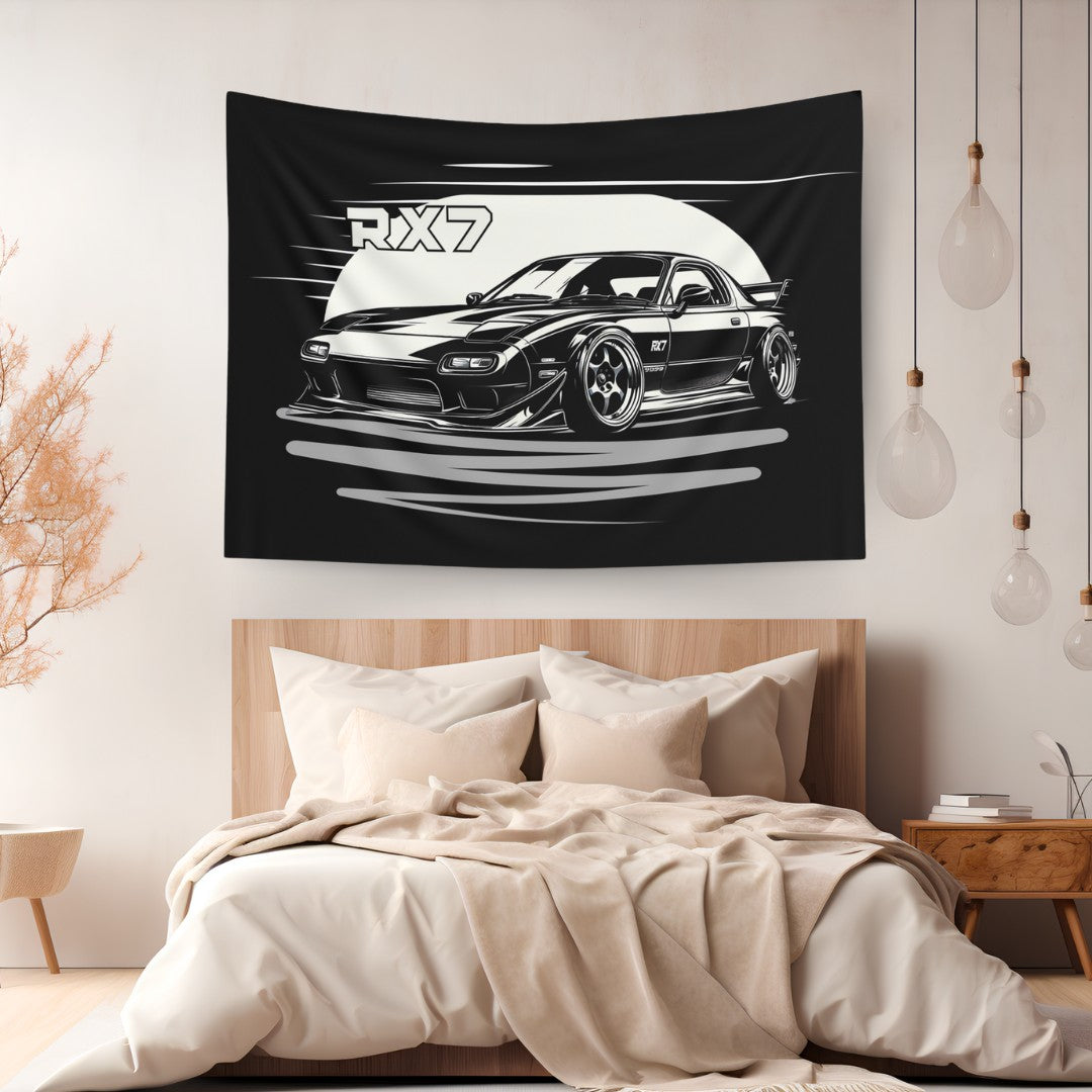 Mazda RX7 Comic Wall Art Tapestry
