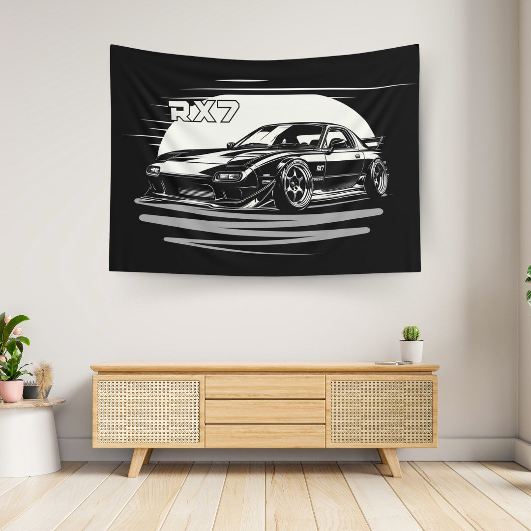 Mazda RX7 Comic Wall Art Tapestry