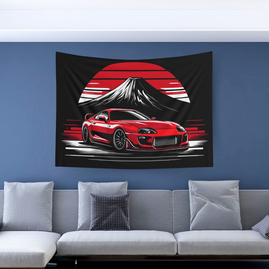 Toyota Supra Mount Fuji JDM Comic Tapestry