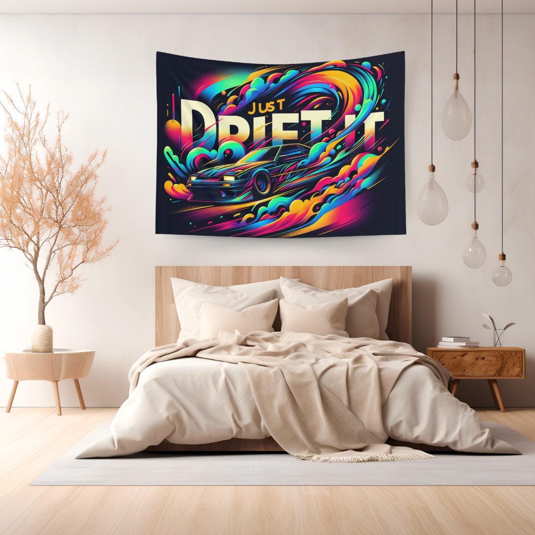 "Just Drift It" Abstract Quote Tapestry - DriveDoodle