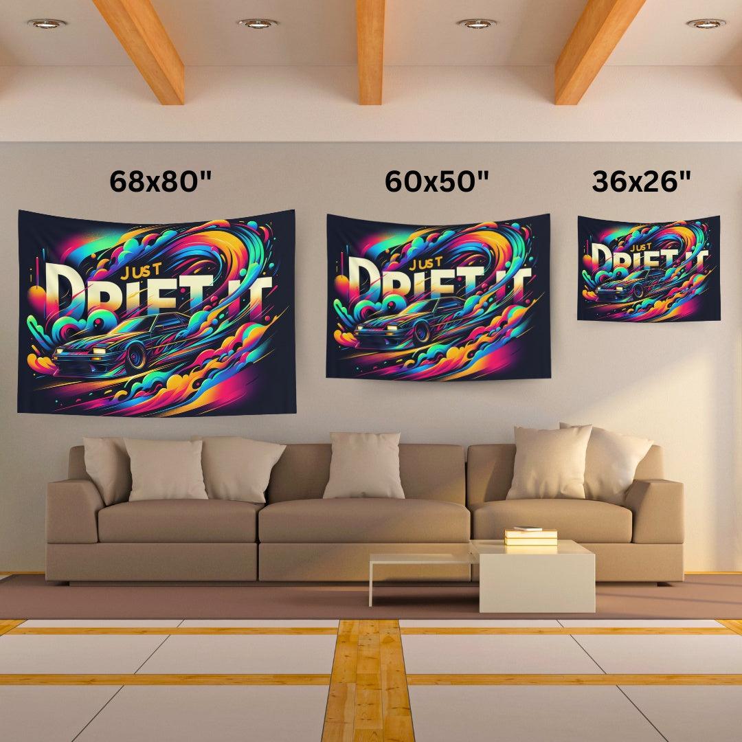 "Just Drift It" Abstract Quote Tapestry - DriveDoodle