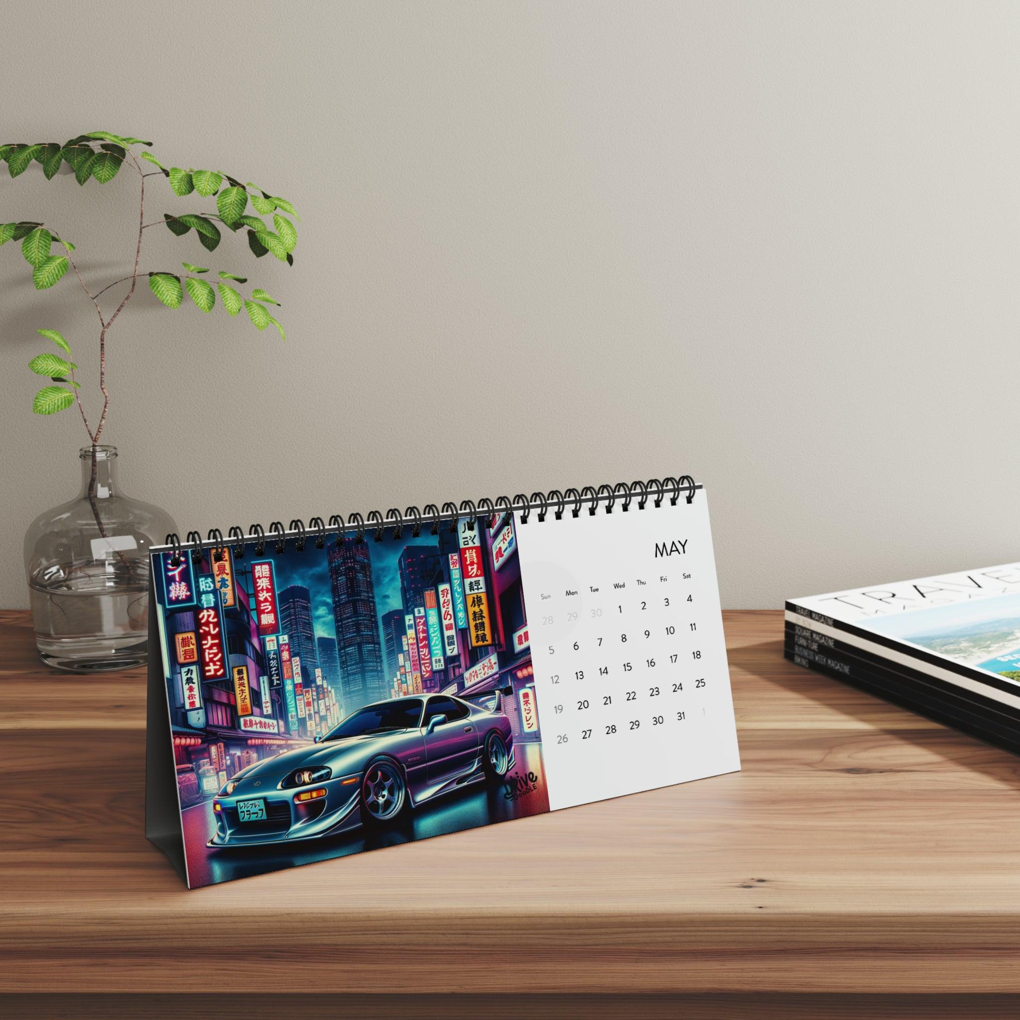 Toyota Supra JDM Neon Desk Calendar (2024) - DriveDoodle