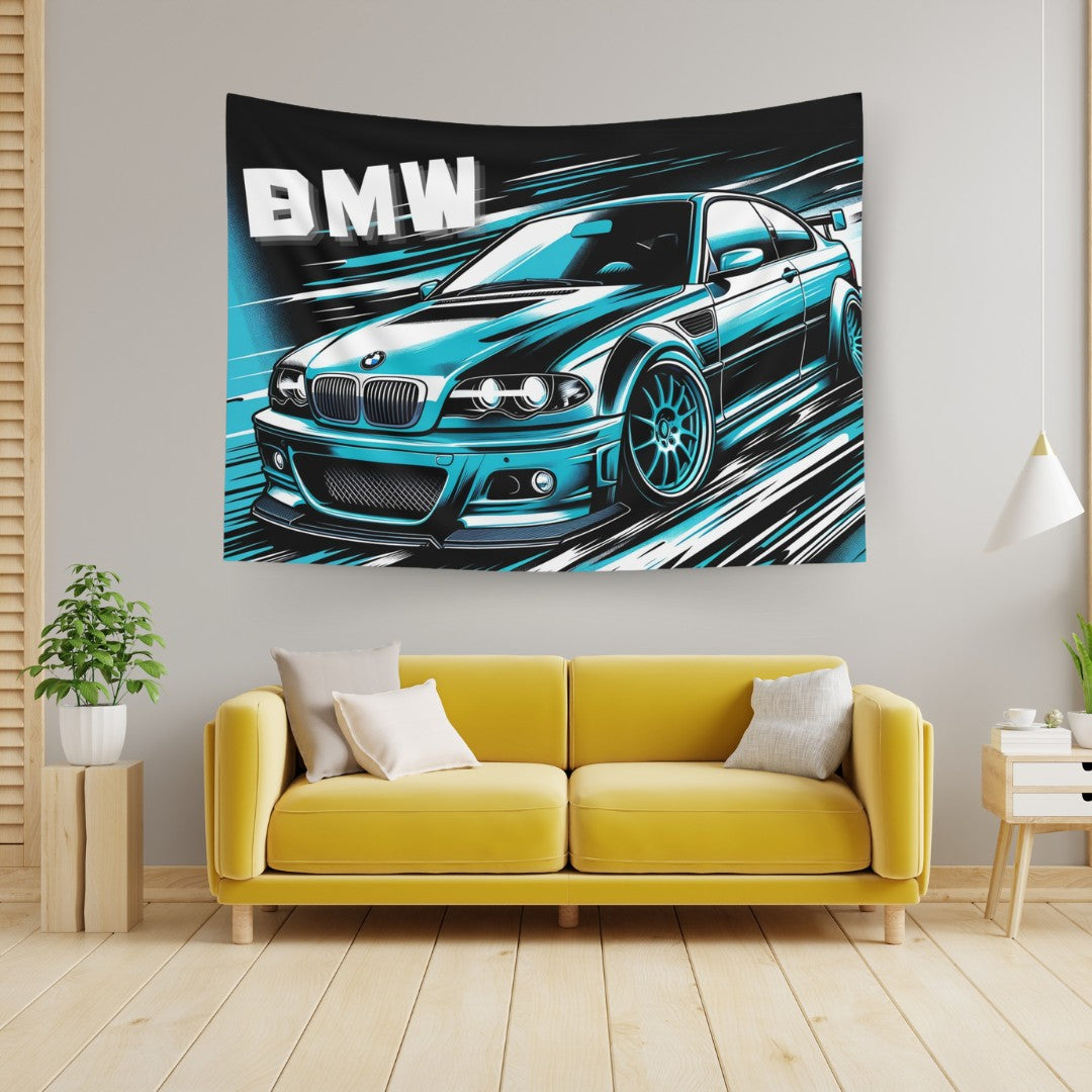 BMW M3 E46 Comic Wall Art Tapestry