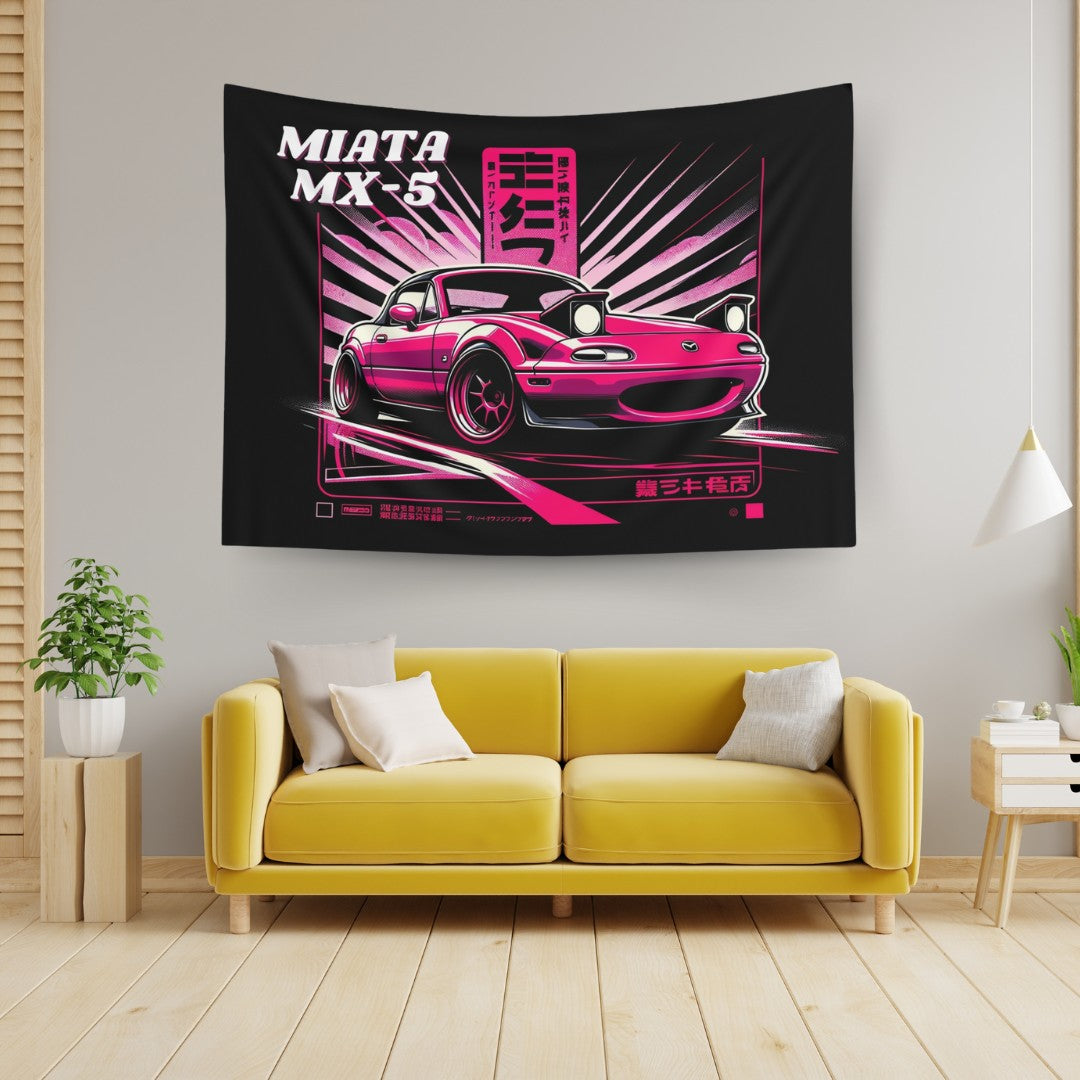 Mazda Miata MX5 Comic Wall Art Tapestry