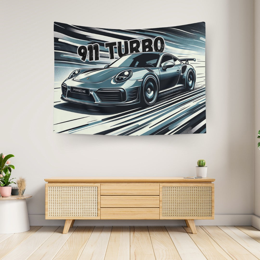 Porsche 911 Carrera Turbo S Comic Wall Art Tapestry