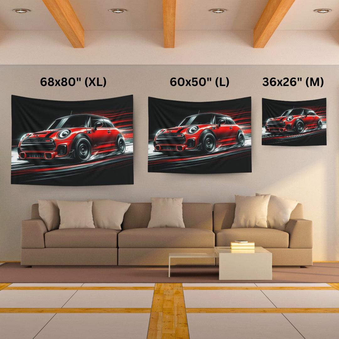 Red Mini Cooper S Tapestry - DriveDoodle