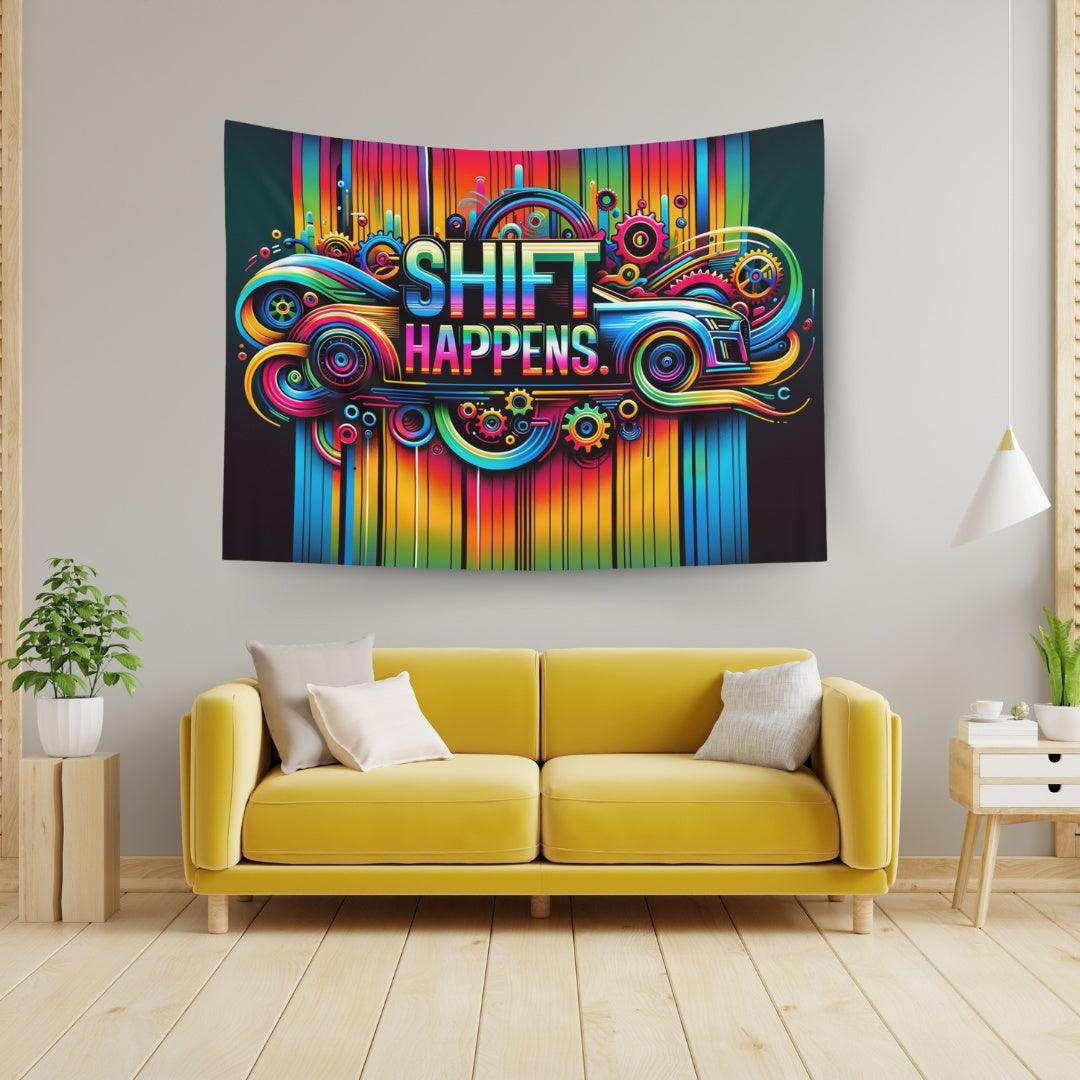 "Shift Happens" Abstract Quote Tapestry - DriveDoodle